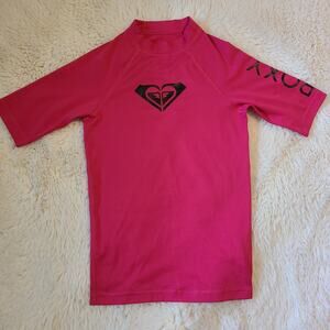Roxy Girls pink rash guard size M 10